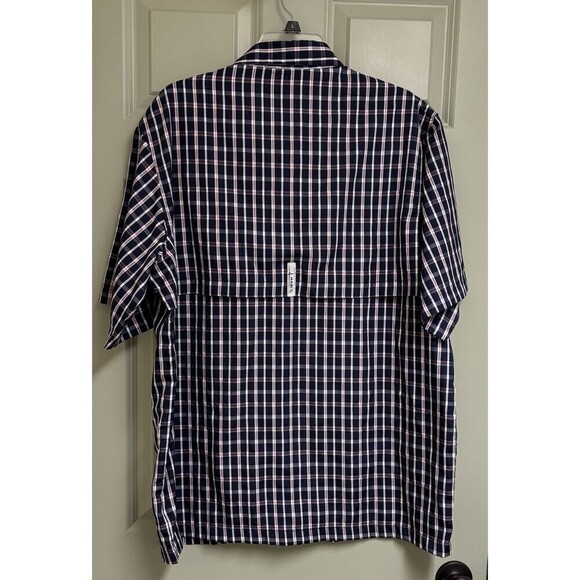 HABIT Vented Fishing Shirt Men Large Blue Plaid Short Sleeve UV40 Performance - Picture 2 of 12